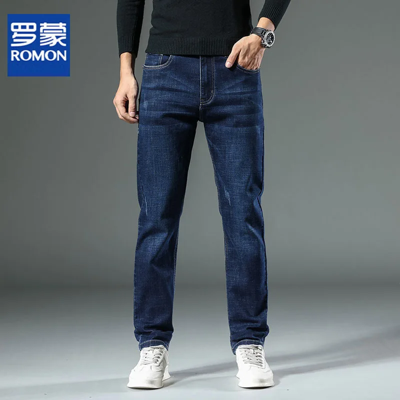 2023 Новые мужские эластичные деловые повседневные брюки Romon Jeans прямого кроя, молодежные трендовые мужские брюки