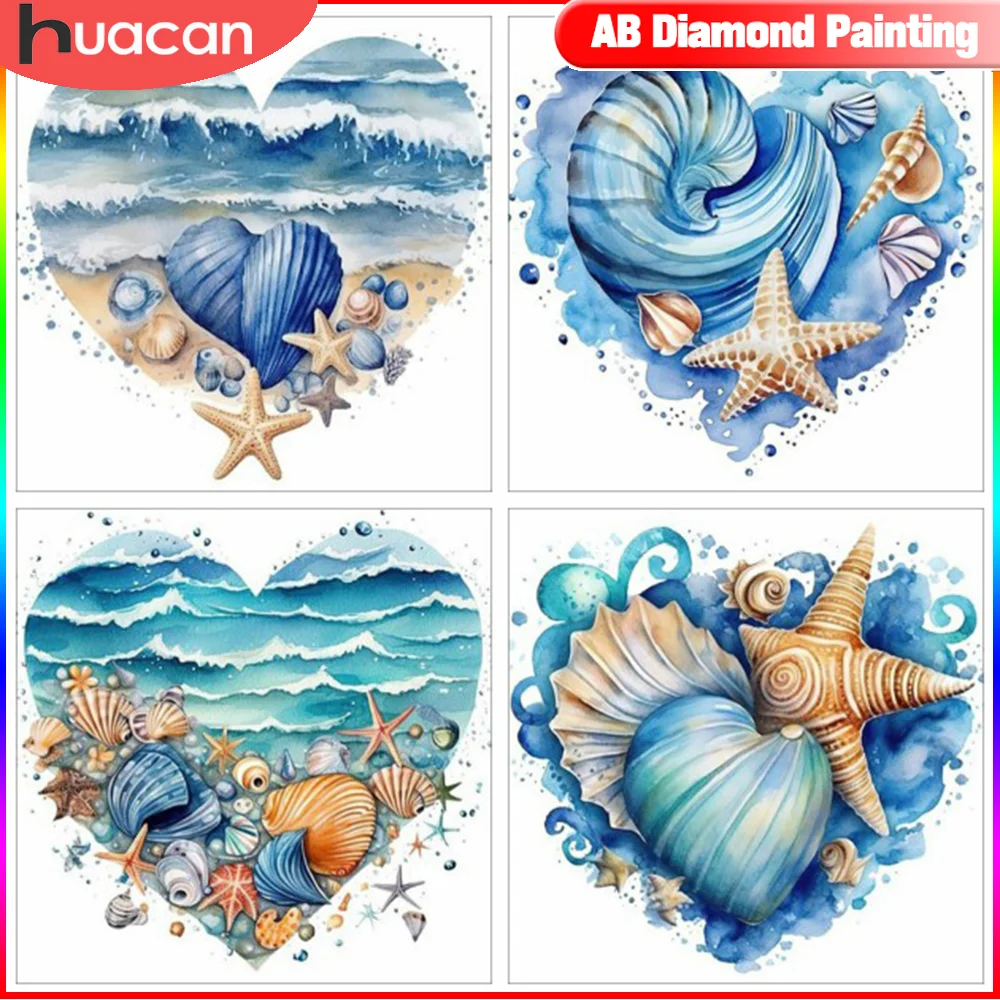 Алмазная роспись HUACAN Beach Shell, Новая коллекция 2023, Морская звезда, мозаичный пейзаж с квадратной / круглой дрелью, 5D Домашний декор
