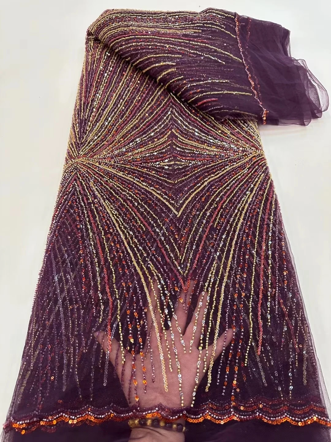 Кружевная ткань с бисером, Роскошные хрустальные бусины ручной работы для свадебного платья, высококачественная Нигерийская тюлевая сетка, Черный материал для поделок с блестками