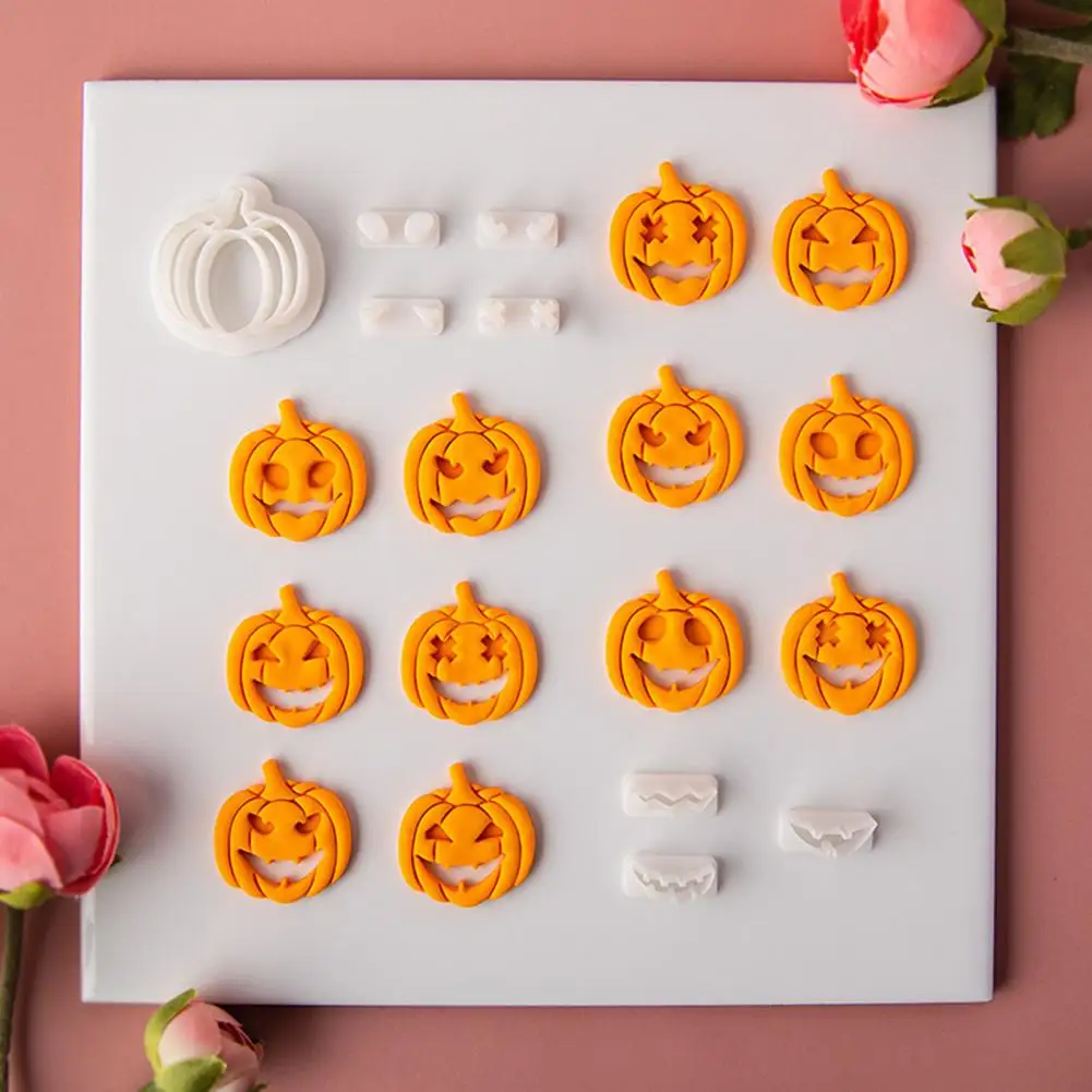 Форма для бисквитной тыквы, универсальный набор форм для тыквы на Хэллоуин, для изготовления забавных сережек, брелоков, печенья с 3D полимером