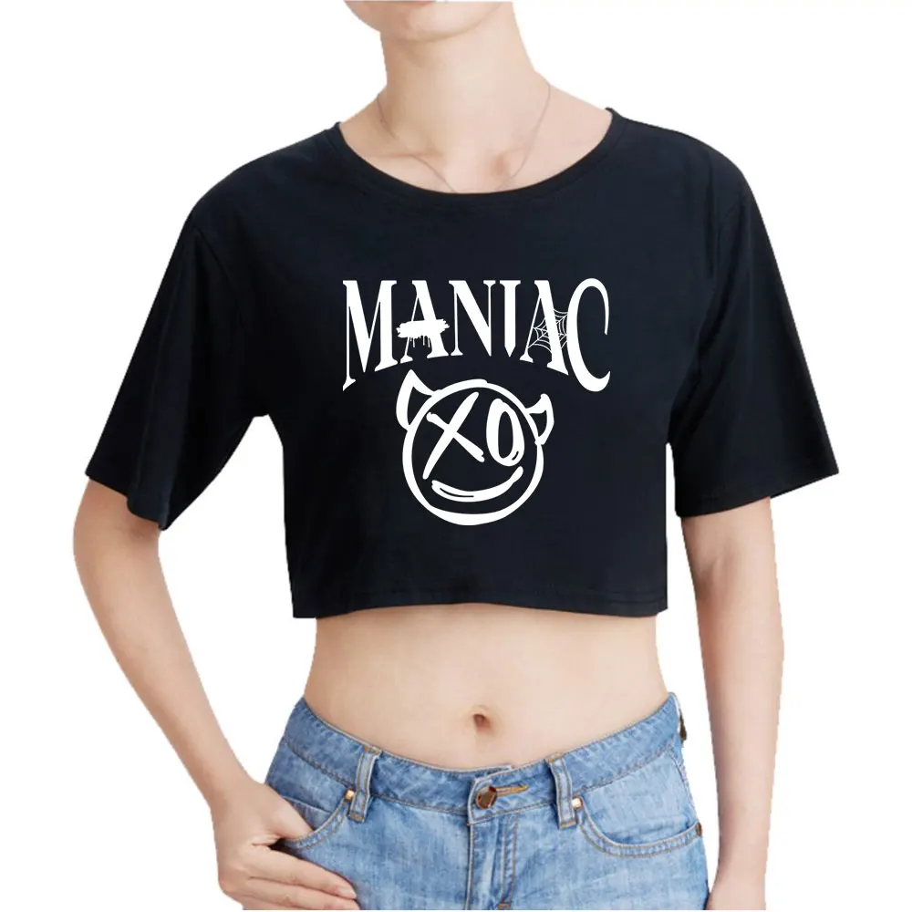 Распродажа Stray Kids SKZ Maniac, укороченный топ, футболка с открытым пупком, топы Оверсайз, Женская забавная футболка, мода
