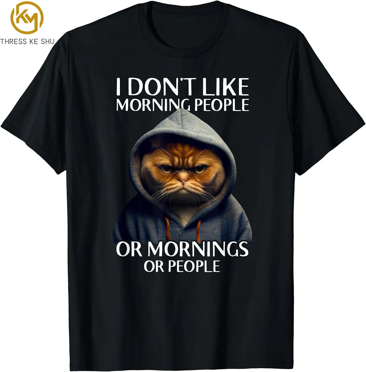 Я не люблю утренних людей, футболка с котом, мужские футболки оверсайз, повседневные хлопковые футболки на каждый день Four Seasons, мужские футболки