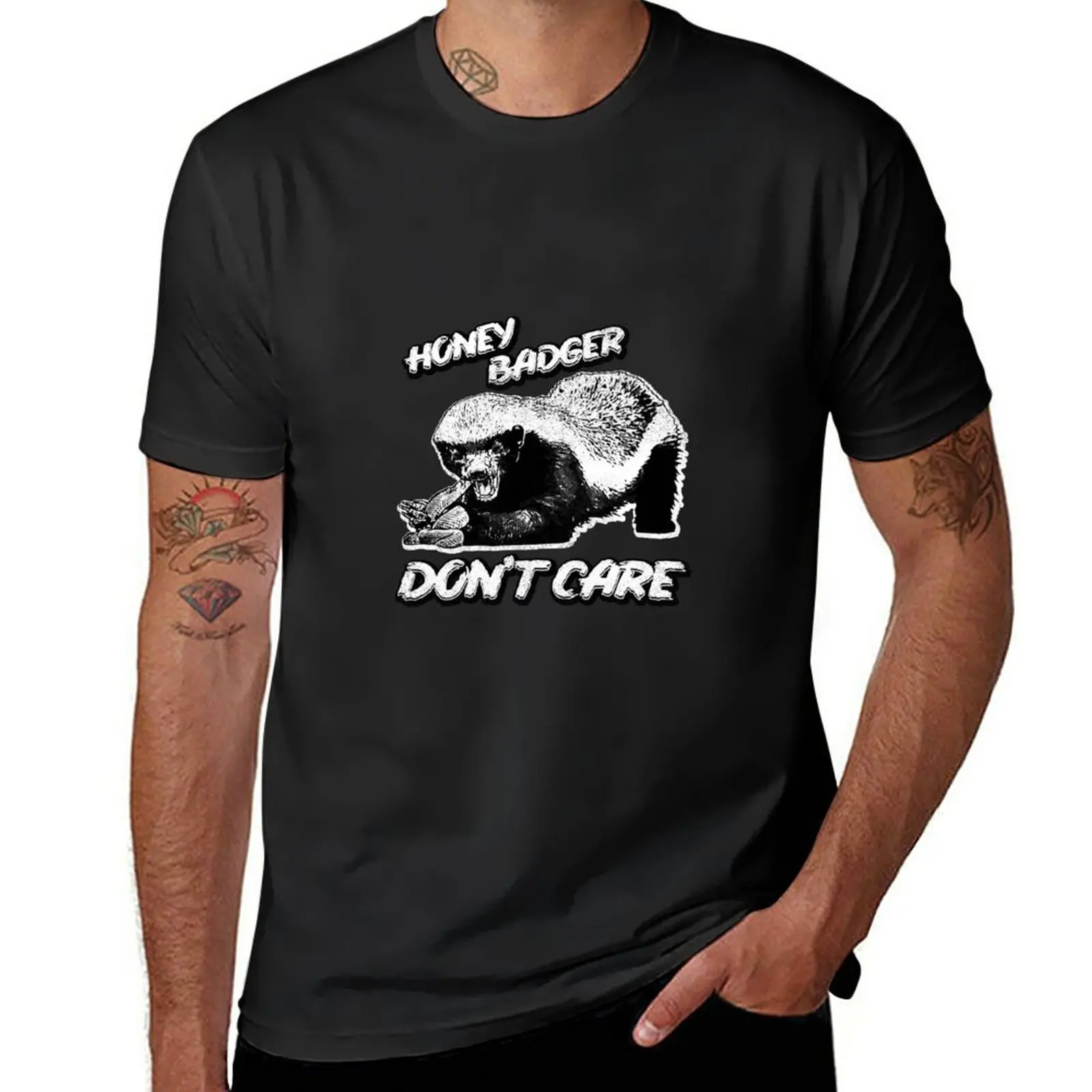 Новая футболка Honey Badger don't Care, винтажная одежда, пустые футболки, футболка оверсайз, обычная футболка, черные футболки для мужчин