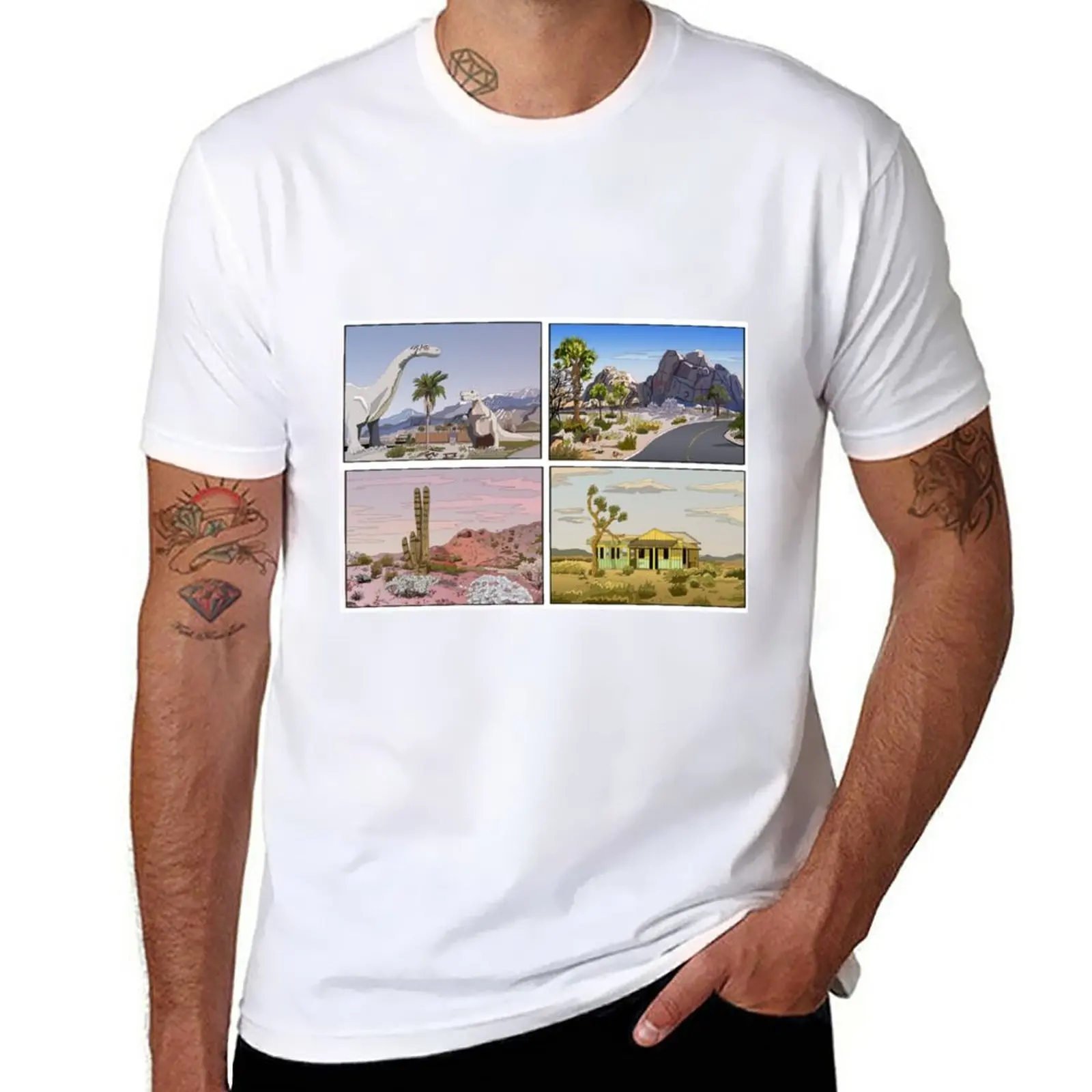 Новая футболка California Deserts, эстетичная одежда, рубашка с животным принтом для мальчиков, топы больших размеров, короткая футболка, забавные футболки для мужчин