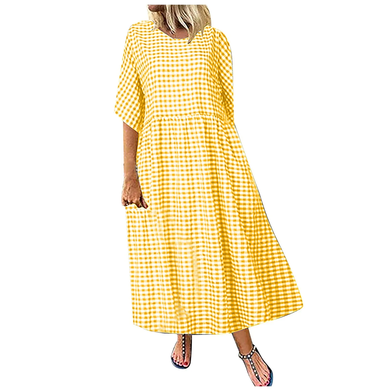 Женское повседневное литературное платье в клетку с короткими рукавами и круглым вырезом, платья для официальных мероприятий, Свободное вечернее платье Y2k