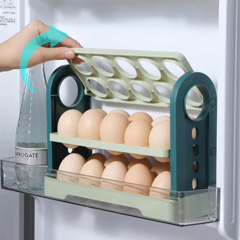 Ящик для хранения яиц с 30 Сетками, Вращающийся Холодильник, Футляр для яиц, Компактный Контейнер для яиц, Кухонный Настольный Органайзер