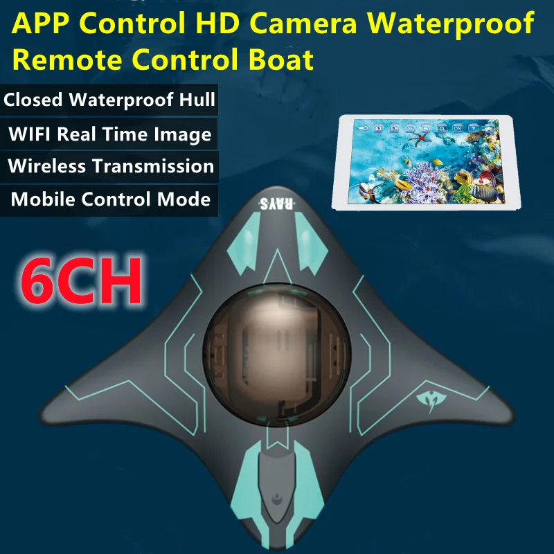 Имитация дизайна рыбы-дьявола, HD-камера, приложение WIFI FPV, радиоуправляемая лодка, 6-канальный Водонепроницаемый G-сенсор с изображением в реальном времени, умный пульт дистанционного управления, игрушка для лодки