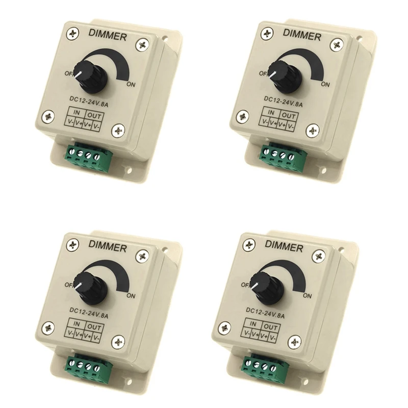 4X Контроллер светодиодного диммера постоянного тока 12V-24V для регулировки одного цвета светодиодной ленты 5050 3528