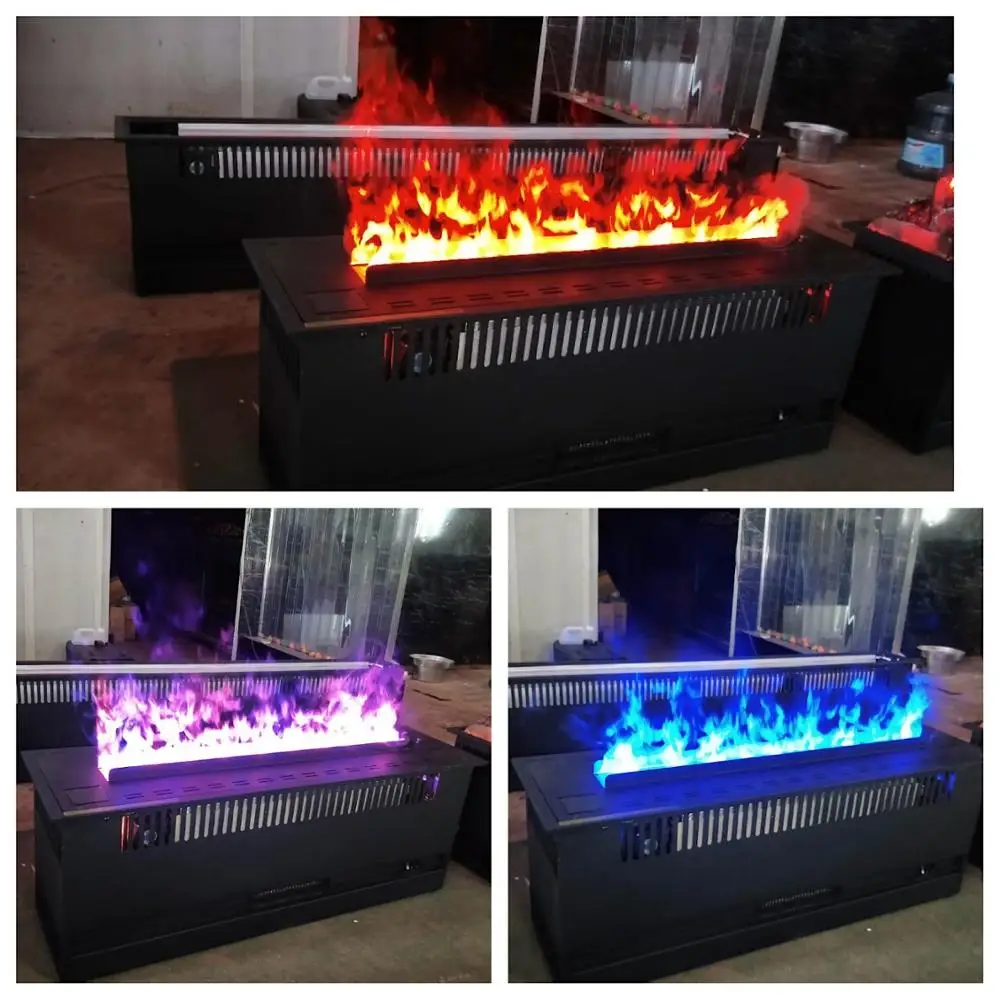 Обогрев и обзор Двойное использование 1 м Трехцветное пламя Автоматическое заполнение и слив воды 3D водонагреватель для камина